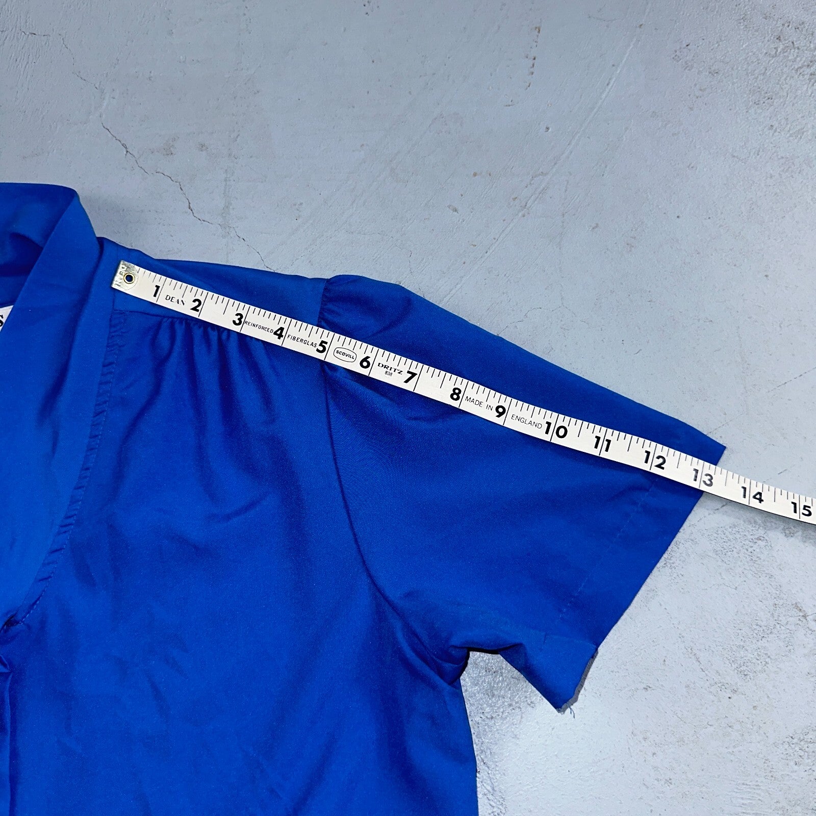 Jonquil Judy Bond Womens M Blouse Button Front Short Sleeve Blue 80s VTG