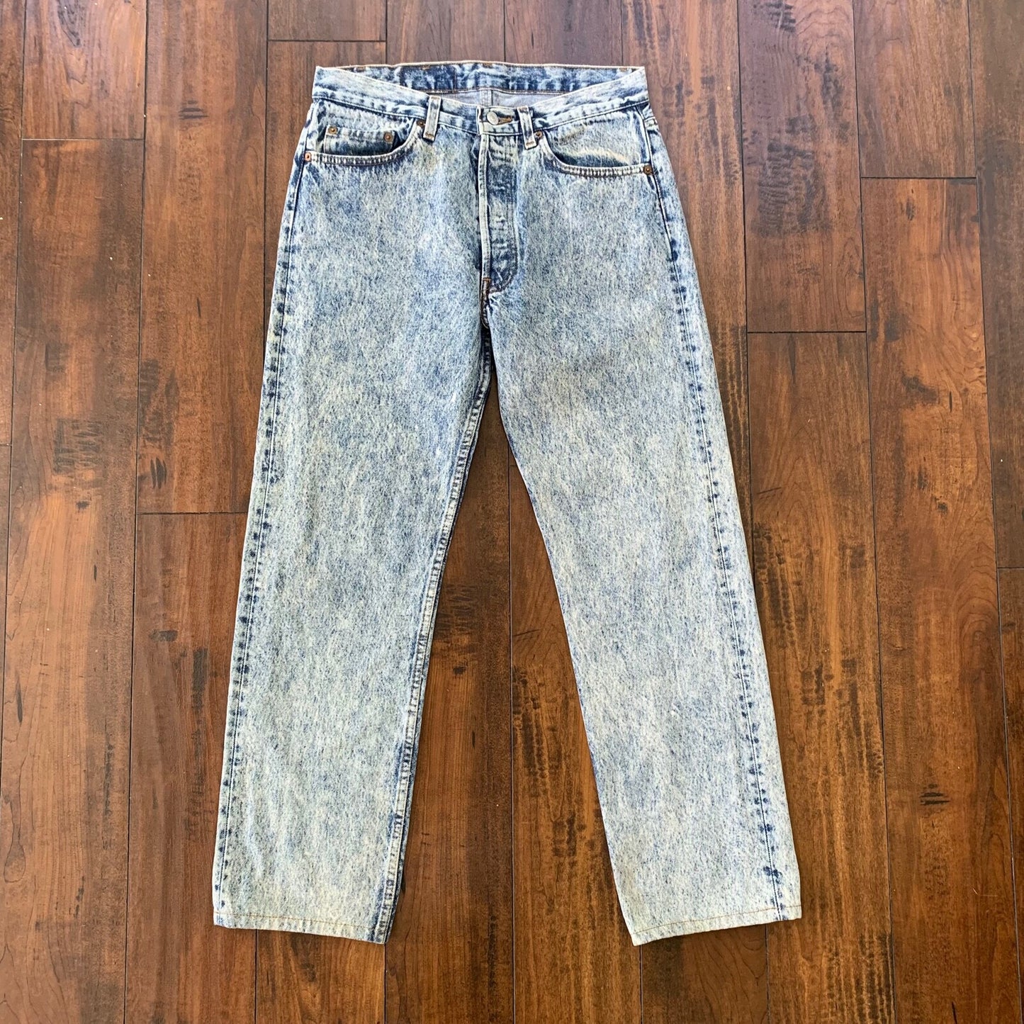 Levis 501 Vintage 80s USA XX Straight Leg Jeans Blue Acid Wash 33x32 Act 30x29