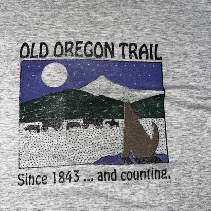 Oregon Trail Moon Howling Wolves Vintage T Shirt Albany Cute Funny Humor Joke