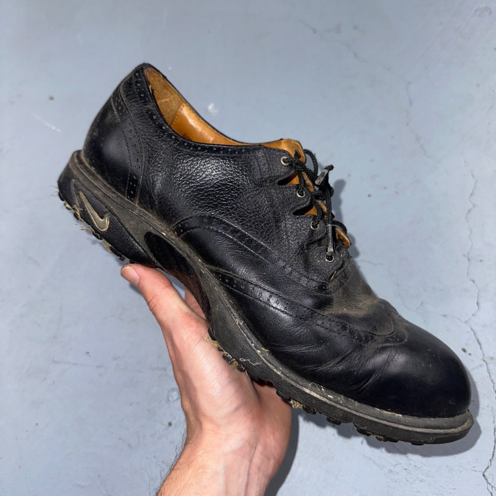 VTG Nike Kempshall Last Golf Shoes Mens 10 Black 90s 1998 Tiger Era Needs Clean