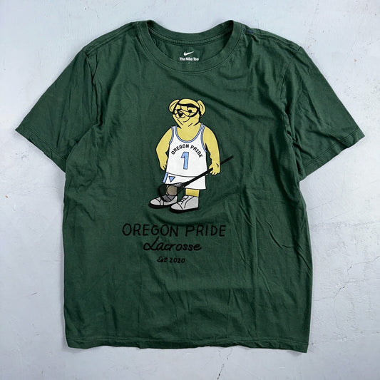Nike Oregon Pride Lacrosse VTG T Shirt Green Polo Bear Rare Promo Y2K Sports