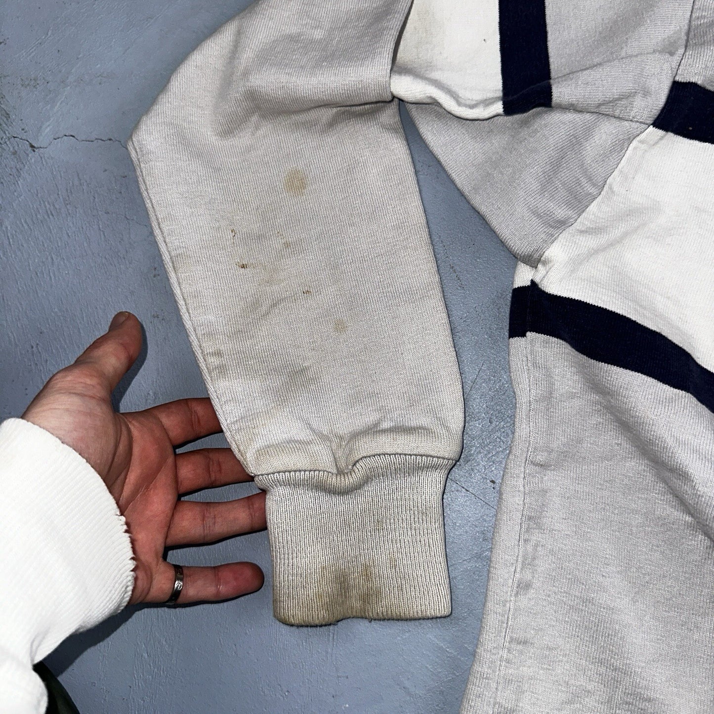 Vintage 90s Lands End Authentic Rugby Collard Striped Shirt Polo Men’s M USED