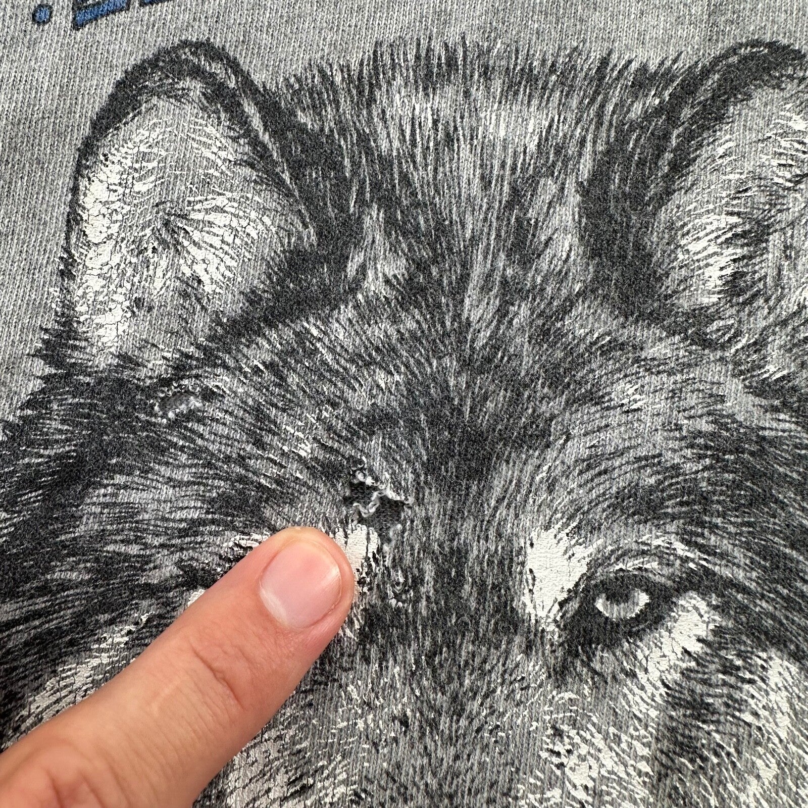 Wolf Vintage T Shirt Gray Crop 90s Single Stitch Animal Republic Lost Rap Music