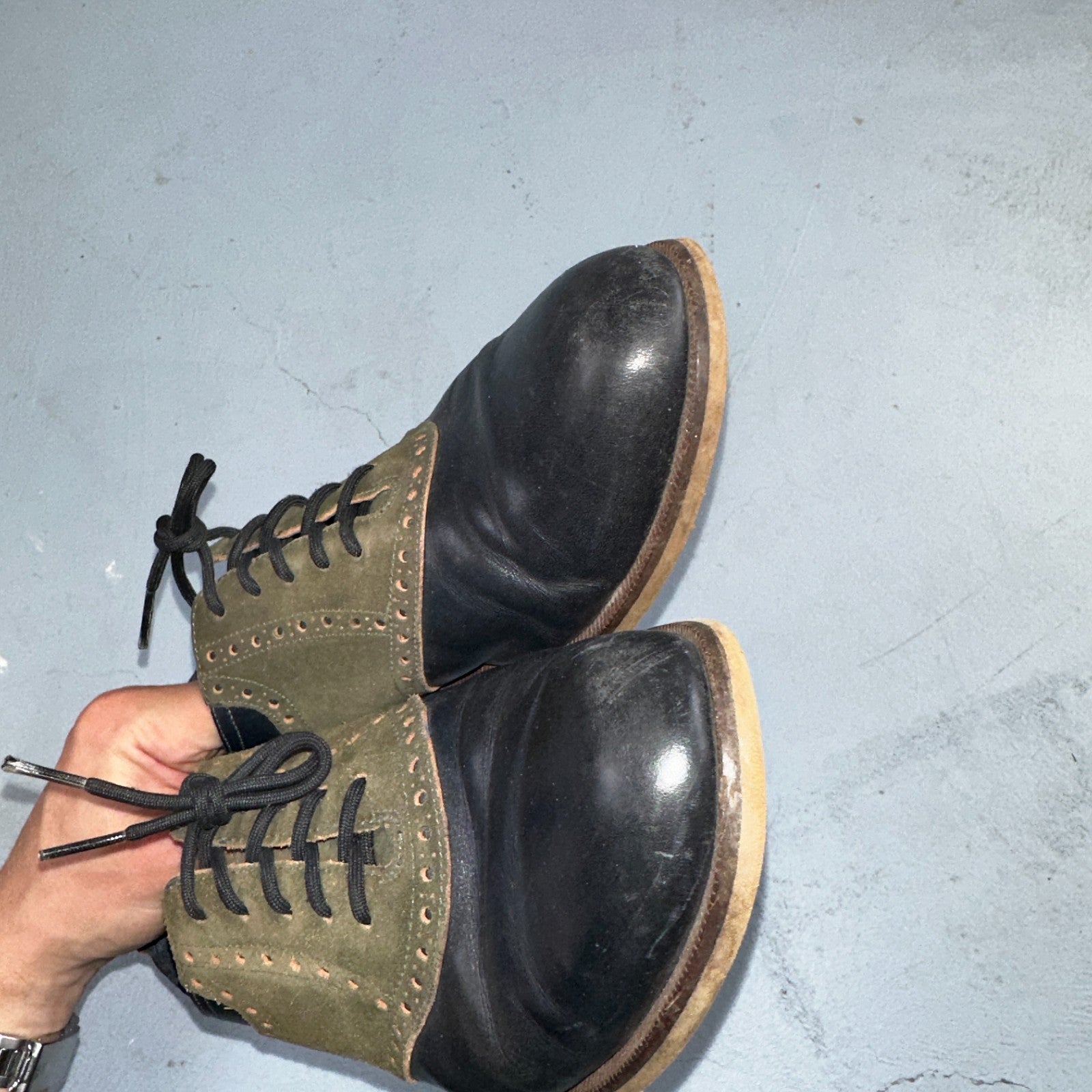 Cole Haan Carter Mens 8.5 M Black Brown Leather Oxford Worn Shoes