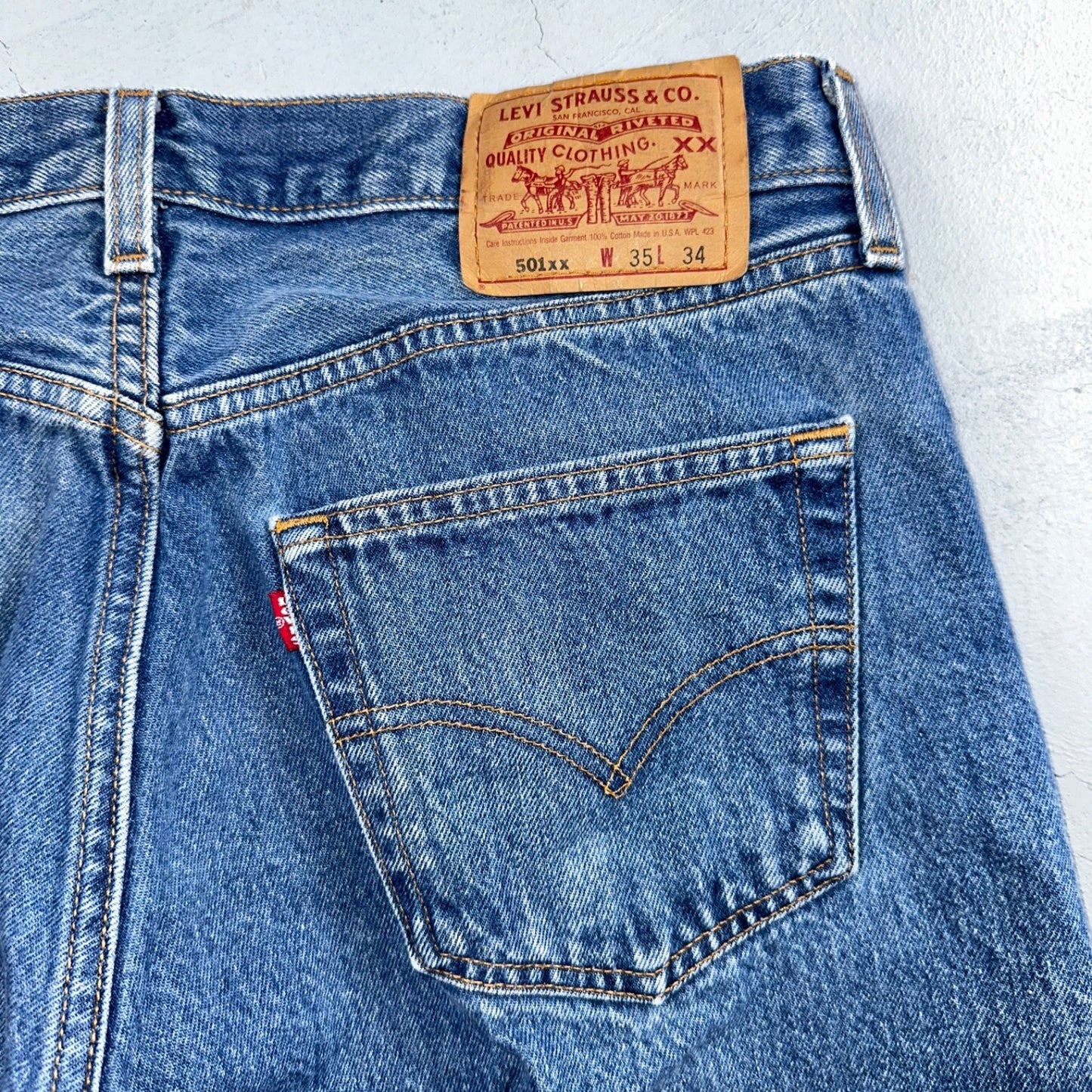Levis 501 Vintage 90s USA XX Straight Leg Jeans Blue Med Wash 35x34 Act 33x30