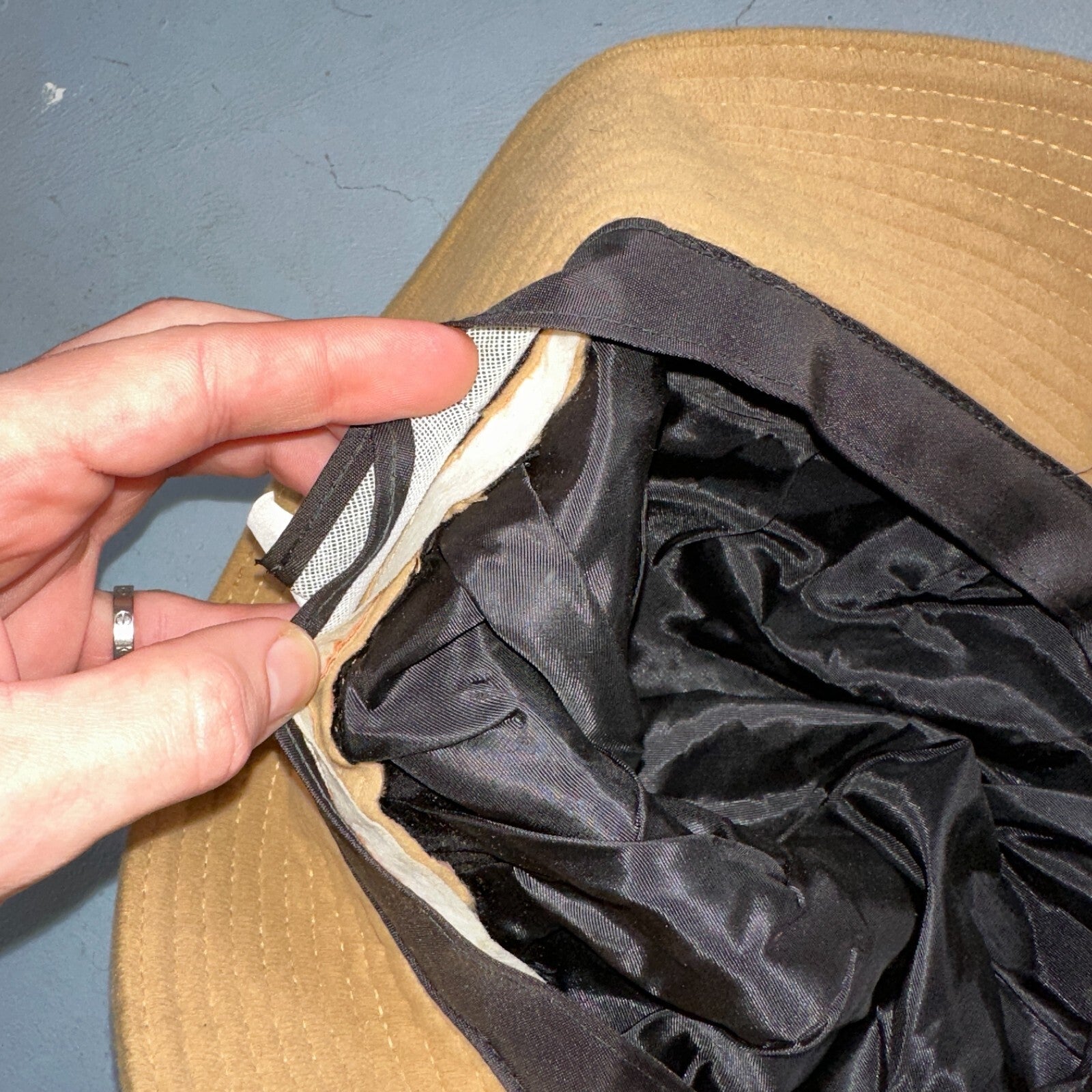 Vintage United Hatters Cap Millinery Bucket Hat Union Made Khaki 23 Rare