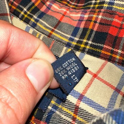 Ralph Lauren Classic Fit XL Plaid Shirt Red VTG Button Down Cotton Wool Blend