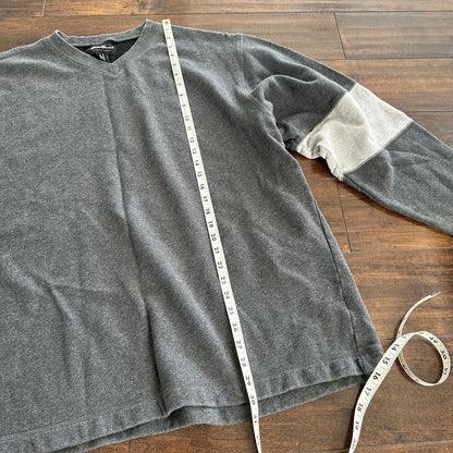 Eddie Bauer Mens Size 2XL Gray Cotton Tight Knit V-Neck Pullover Sweater Jumper