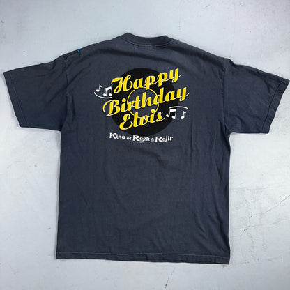 Elvis Presley Rock n Roll VTG T Shirt Happy Birthday Vegas Y2K 2000s XL Music