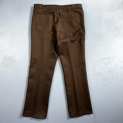 Levis 70s USA 517 36x31 Bootcut Pants Brown Polyester Slacks Vintage 35x30