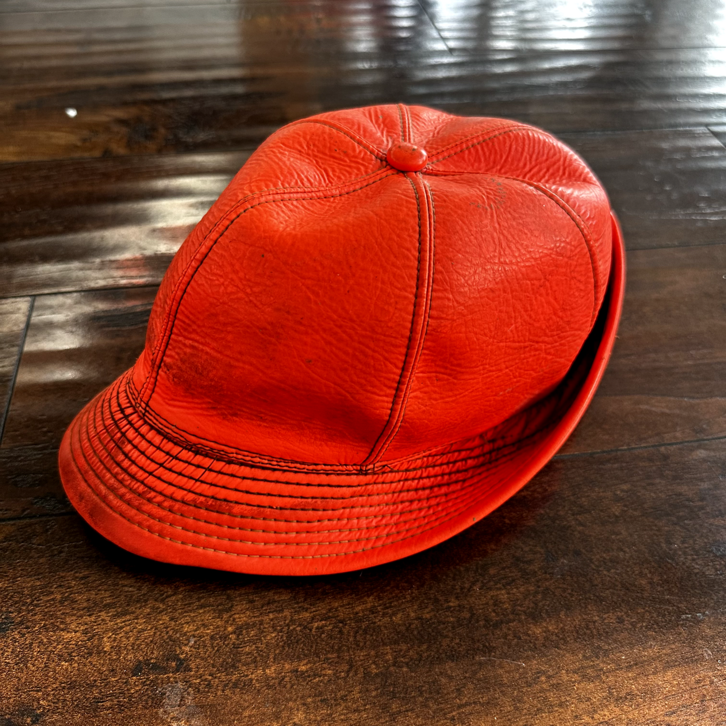 Vintage 1950s Fisherman Hunting Hat Cap Bucket Orange 7 1/8 WWII 50s 60s