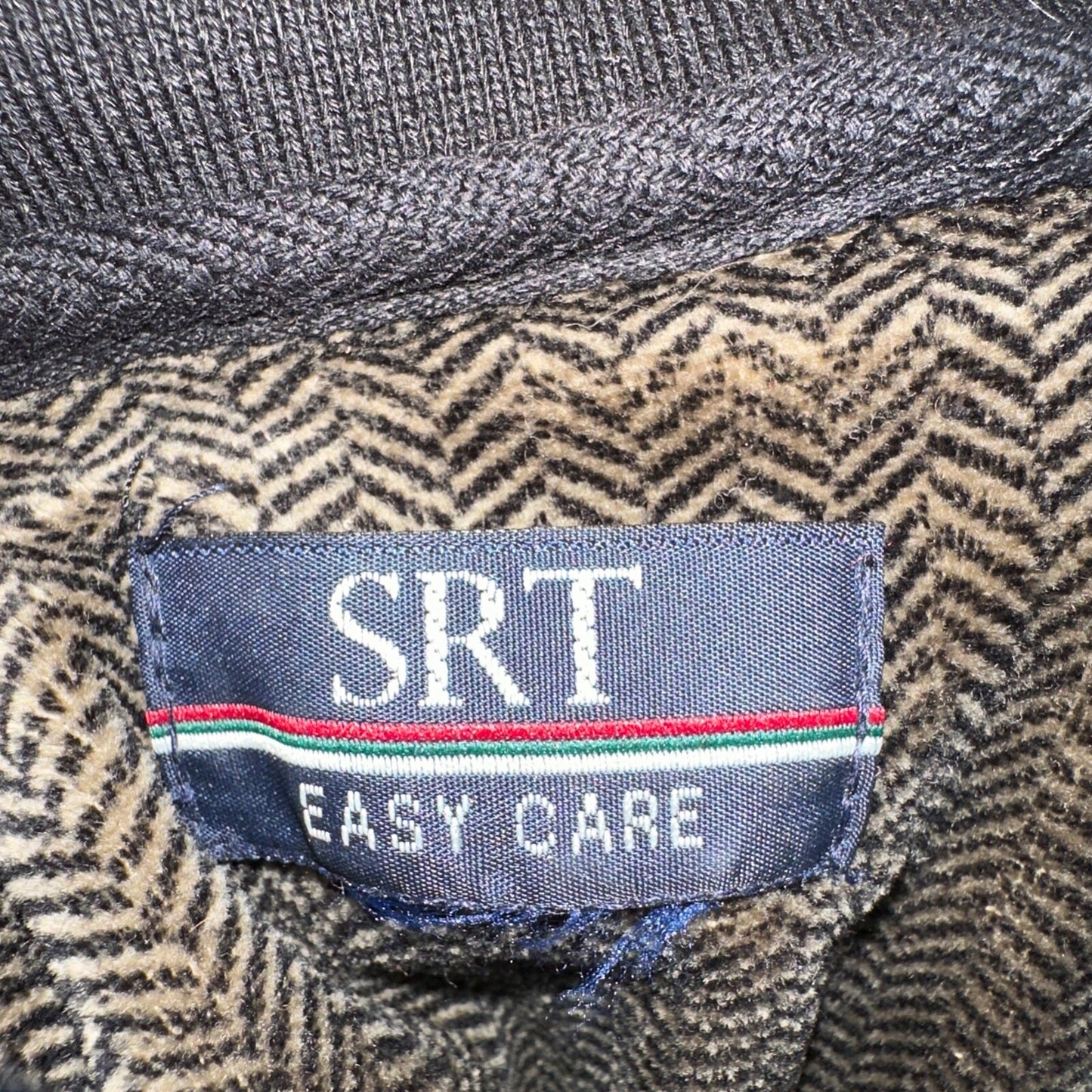 SRT Herringbone Mens Shirt Size L Gray Long Sleeve Henley VTG Golf Polo 90s