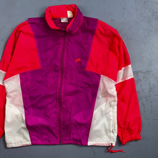 Nike Jacket Vintage Nylon Windbreaker Women’s Gym Full Zip Medium Colorblock 80s