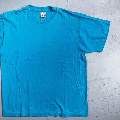 Fruit Of The Loom 90s VTG T Shirt Blank Lot Blue XL Cool Used Single Stitch Worn