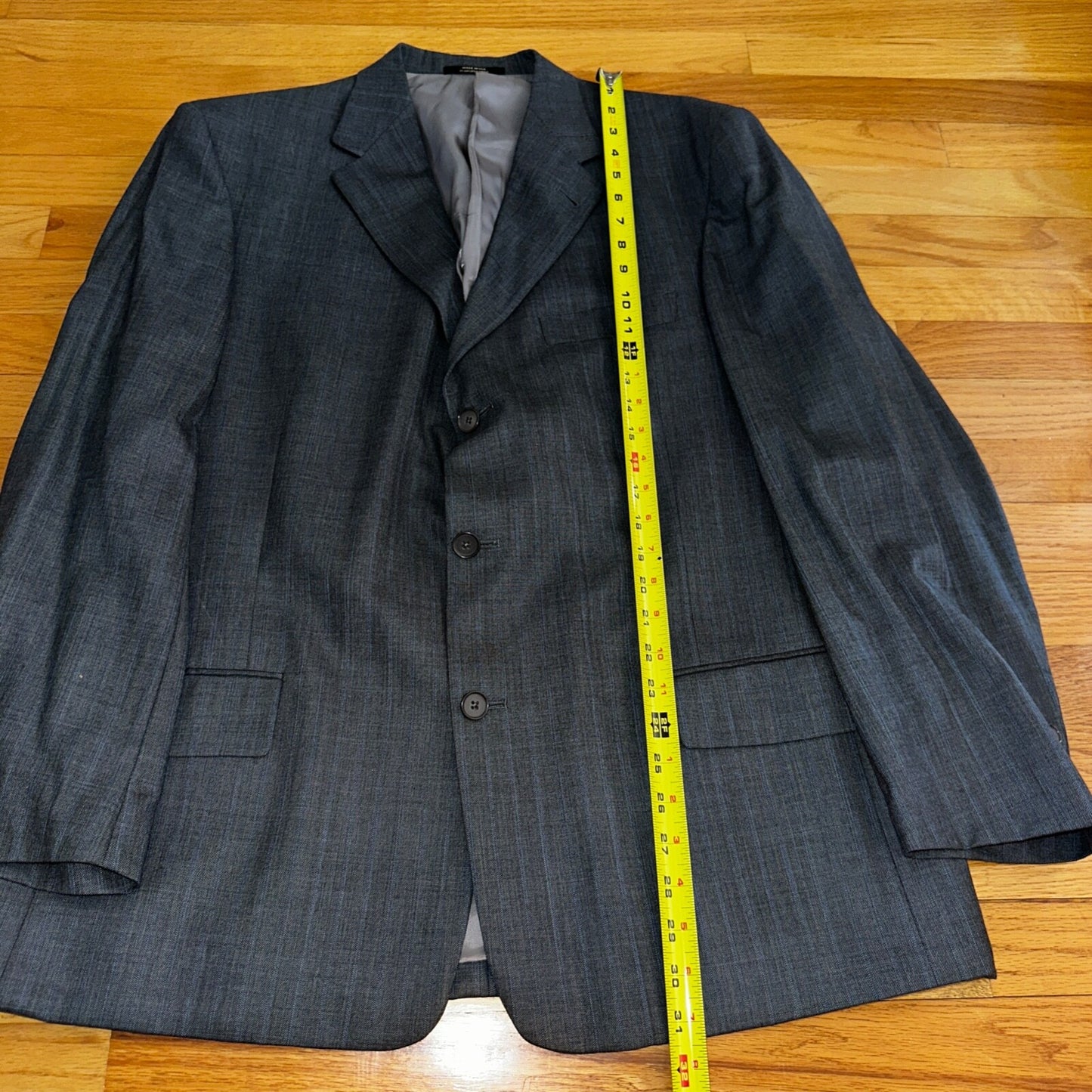 Hart Schaffner Marx Suit Mens 44L Gray Subtle Stripe Zignone USA Dillards 38x29