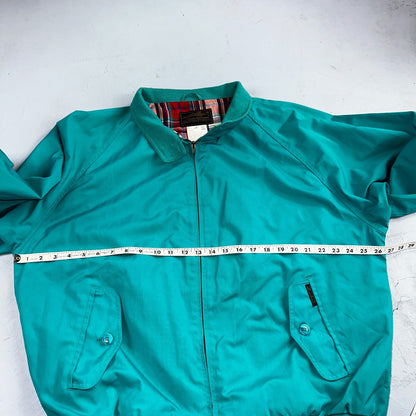 Vintage Eddie Bauer Spring Jacket Men's 2XL Teal Blue Turquoise Plaid Lined