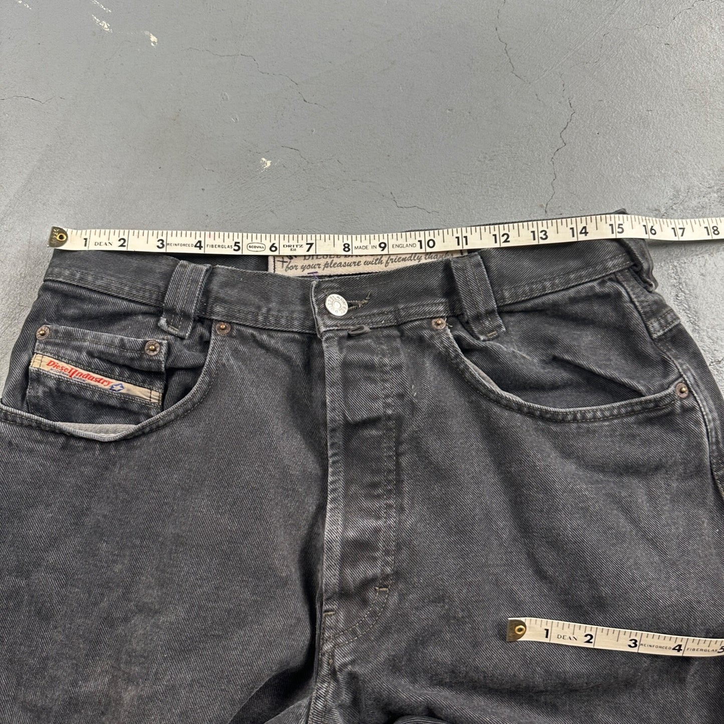 Vtg Diesel Men Saddle Relaxed Fit Black Jeans 32x33 Fits 31"  Made in Italy Y2K