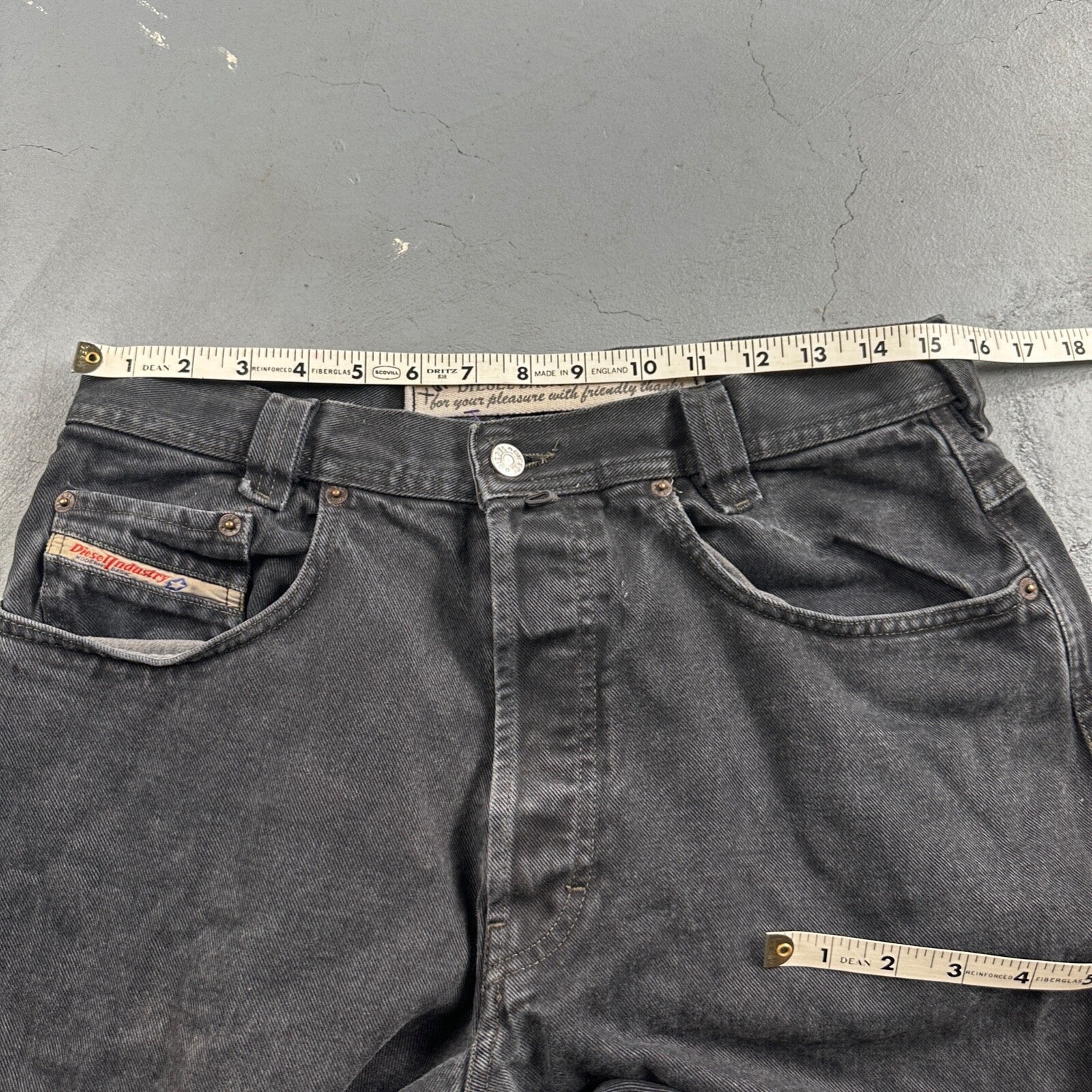 Vtg Diesel Men Saddle Relaxed Fit Black Jeans 32x33 Fits 31"  Made in Italy Y2K