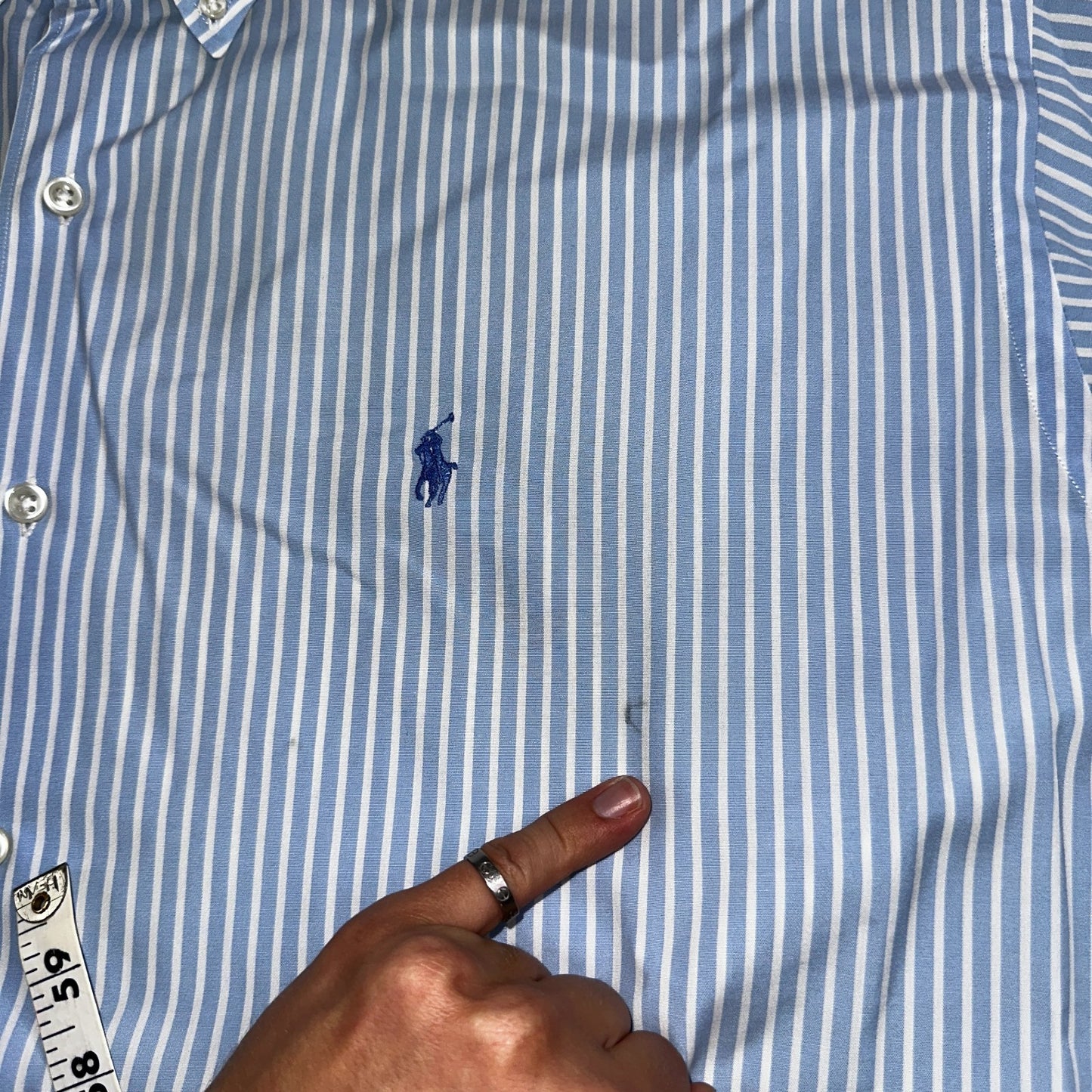 Ralph Lauren Button Down Shirt Mens 2XL Blue White Striped Marlowe Long Sleeve