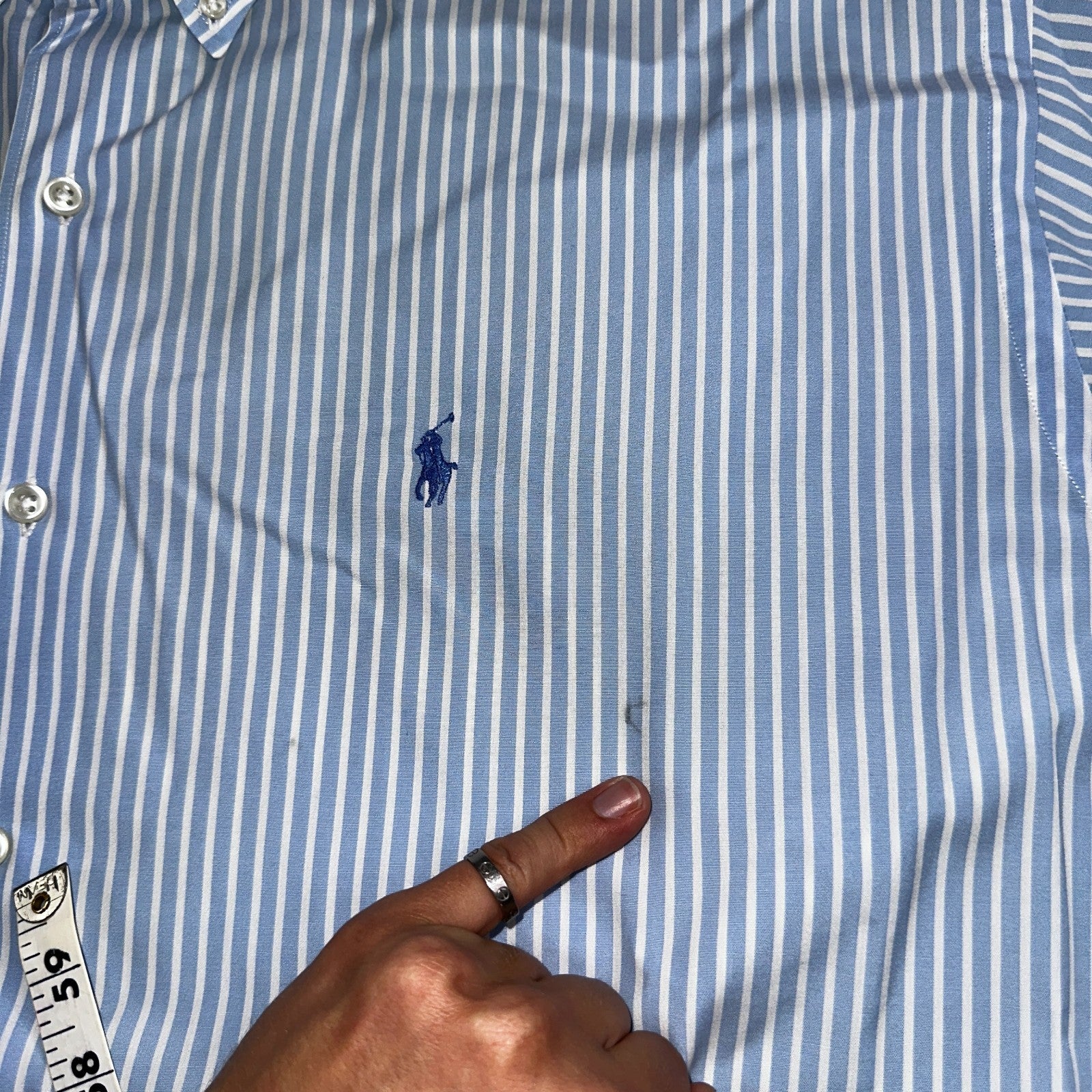 Ralph Lauren Button Down Shirt Mens 2XL Blue White Striped Marlowe Long Sleeve