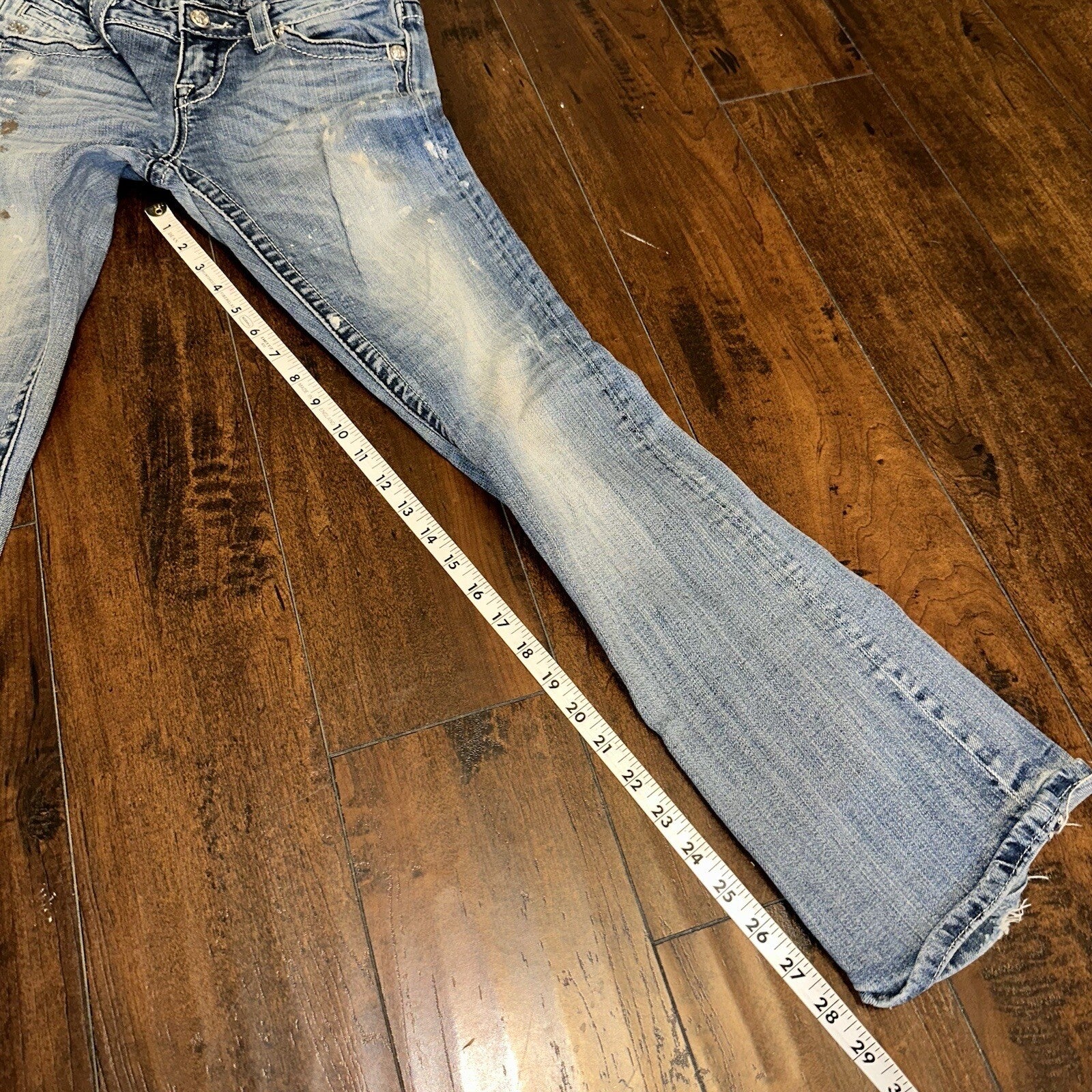 MISS ME RHINESTONE POCKET JE533OE2R EASY BOOT WOMEN'S JEANS 25 VTG PAINT Y2K