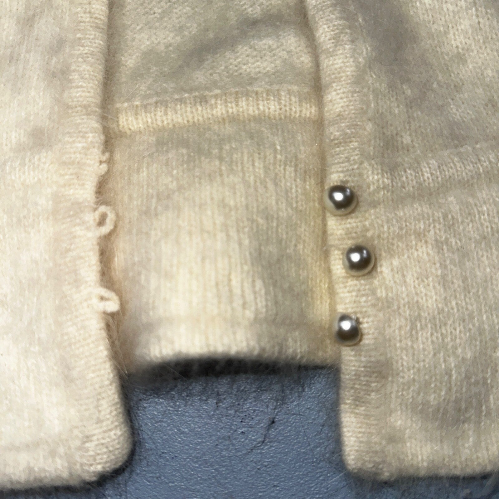 Sideffects Vtg Sweater Size M Cardigan Button Open Front Shag Loop Knit White