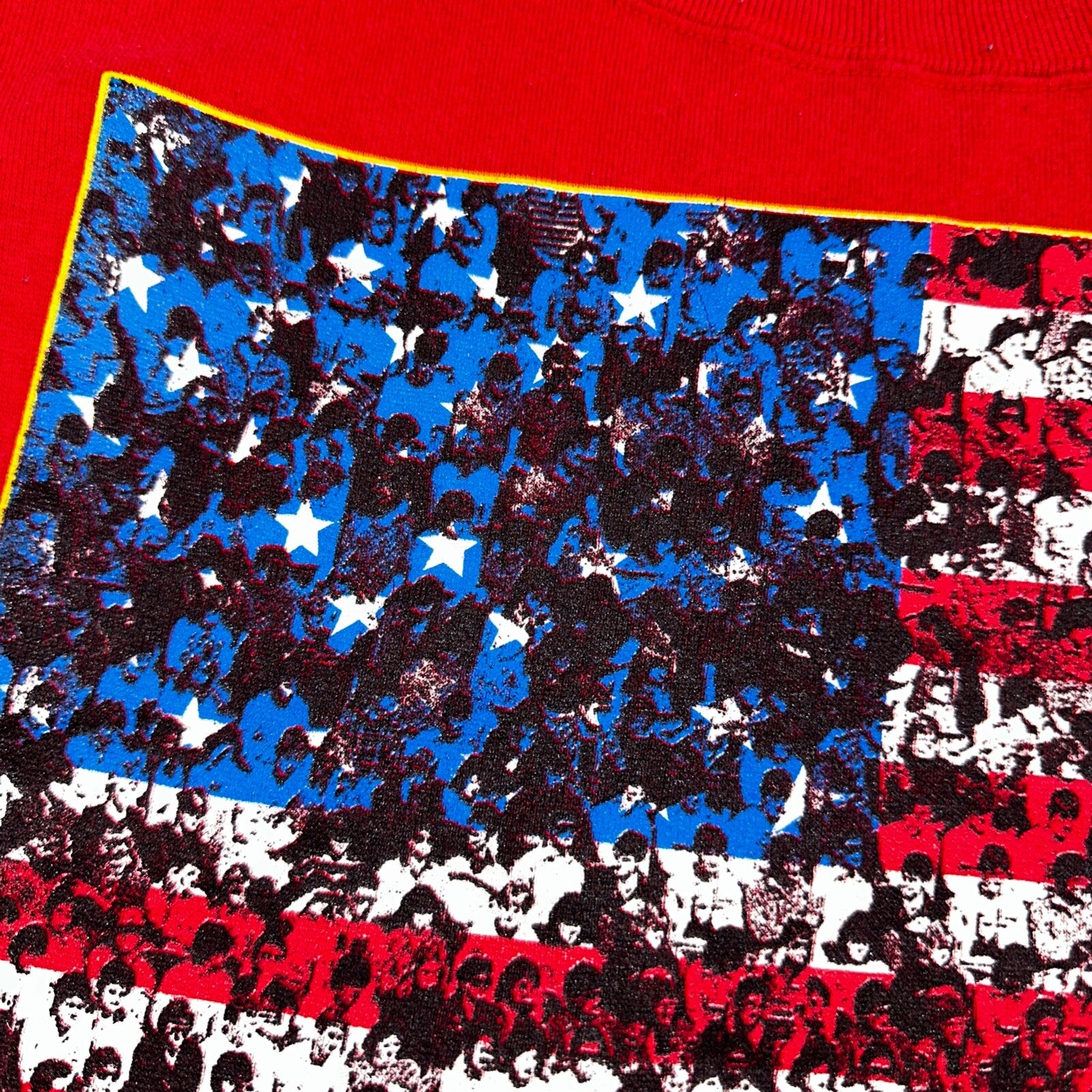 We The People USA VTG 90s Rap Crewneck Sweatshirt Red American Flag Patriotic