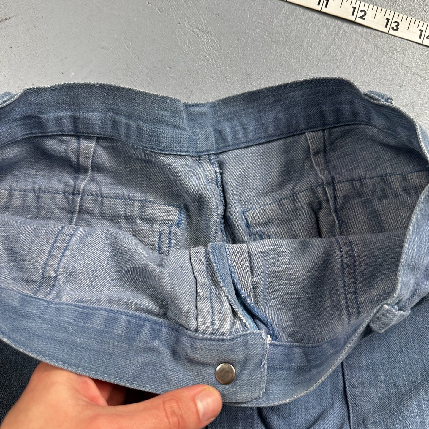 VTG 70s Jeans Canvas High Waist Sears Military Style P44 29x25 Capri HBT Rare