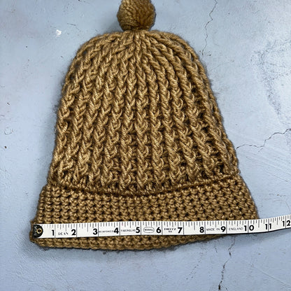 Vintage K Mart 100% Acrylic Knit Beanie Winter Hat Cap Tan Made In Japan