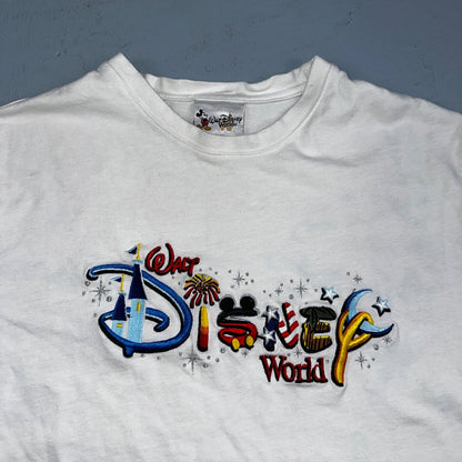 Disney World Character Spellout Cartoon VTG T Shirt Y2K Embroidery Rare Cool