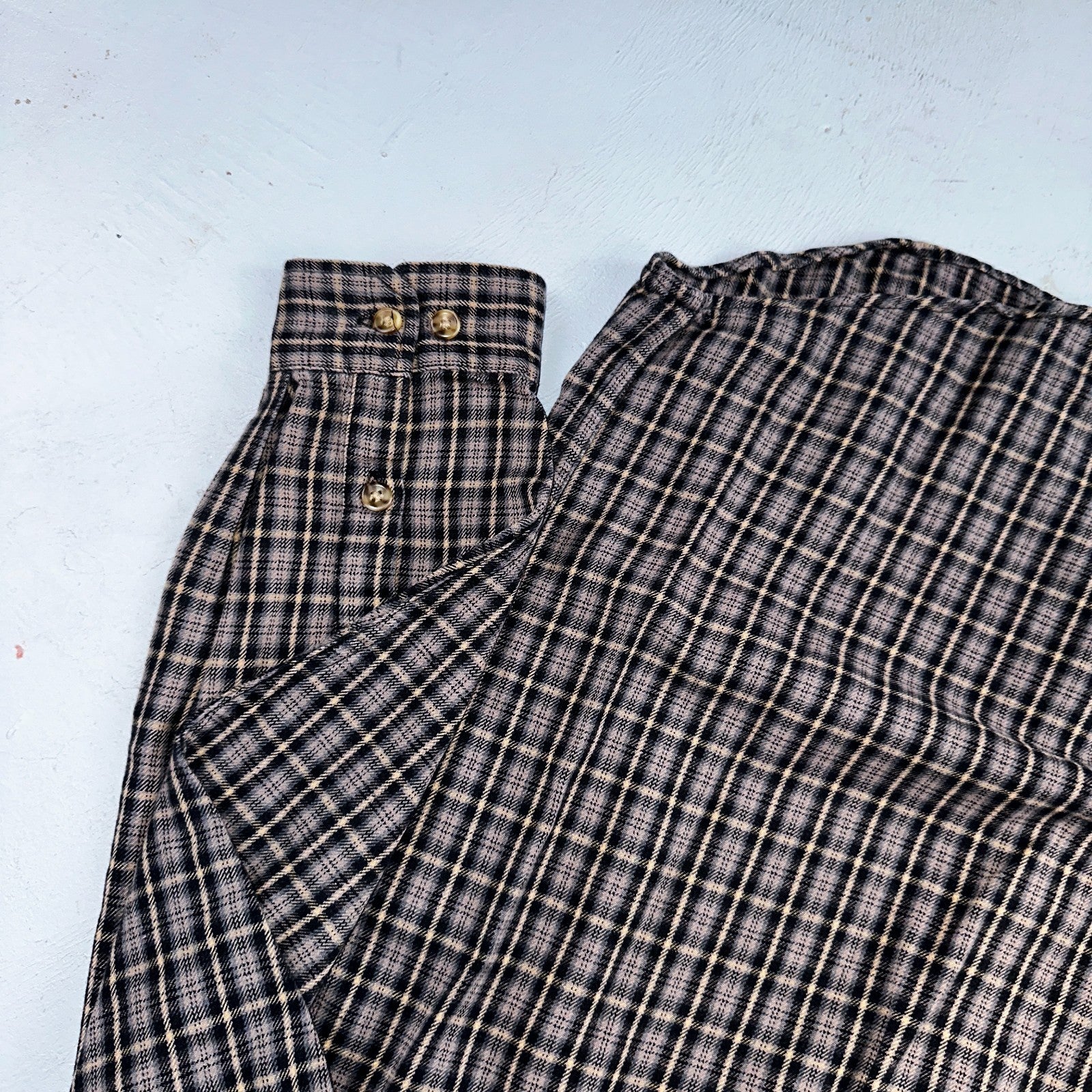 Carhartt Flannel Shirt M S249 BLK Black Brown Pockets Heavy Weight Medium