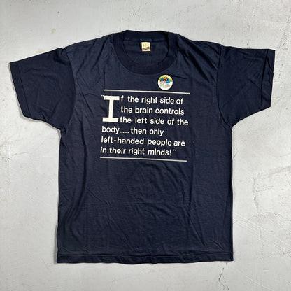 Left Side Brain 80s VTG T Shirt Single Stitch Button Funny Humor Joke Right Head