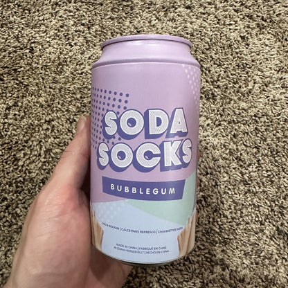 Soda Logo Crew Socks Womens 6-9 US Fun Novelty Gift Bubblegum Purple Cute NEW