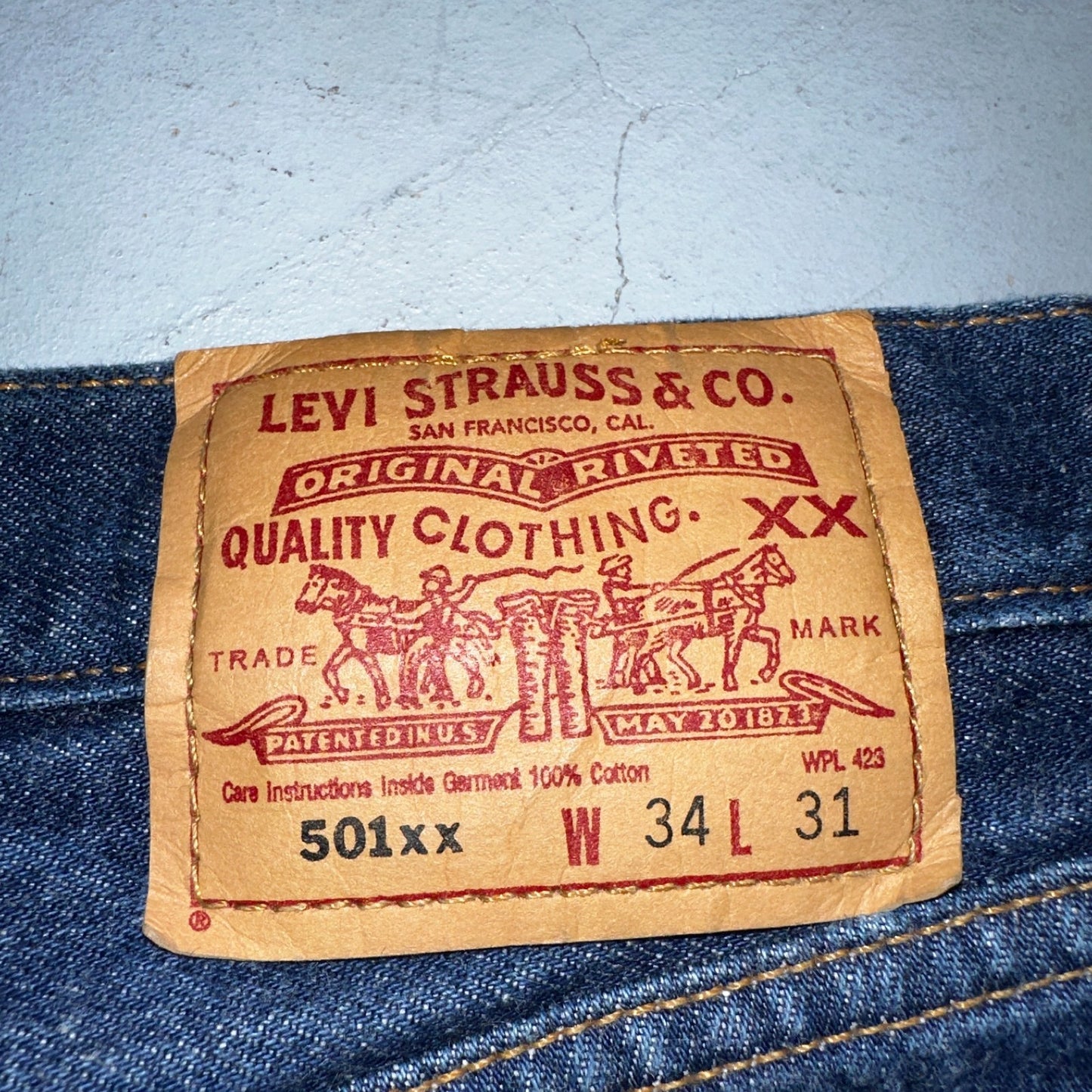 Levis 501 Vintage Y2K 90s XX Straight Leg Jeans Blue Med Wash 34x31 Act 32x27