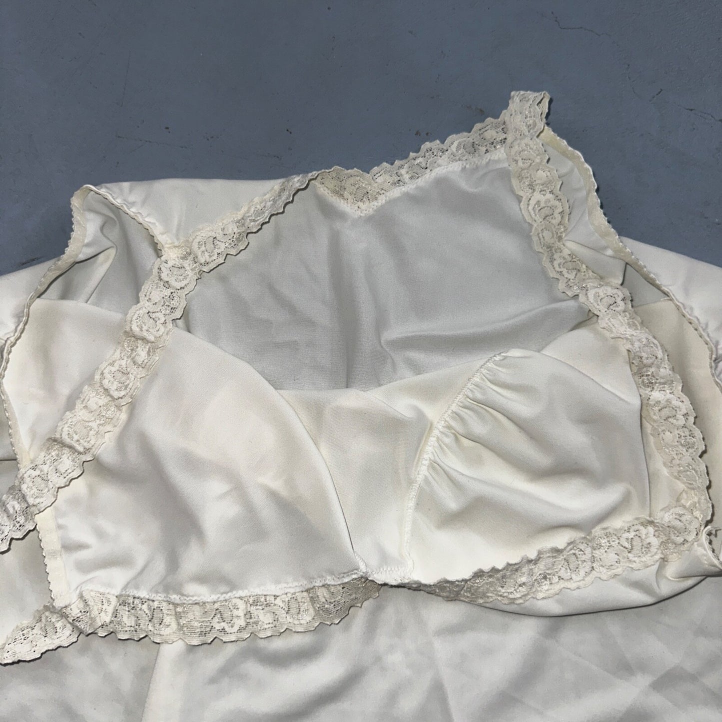 VTG 1970s Shadow Line Lingerie Slip Dress Sleepwear Full Sweep Nightgown Lace