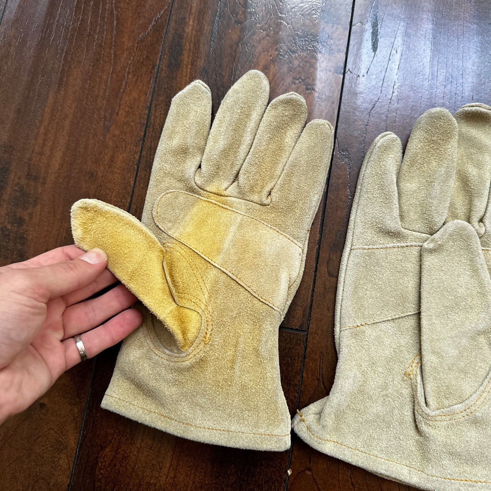 Vtg Wells Lamont Cowhide Leather Work Gloves L Chevy Western Freddy Krueger