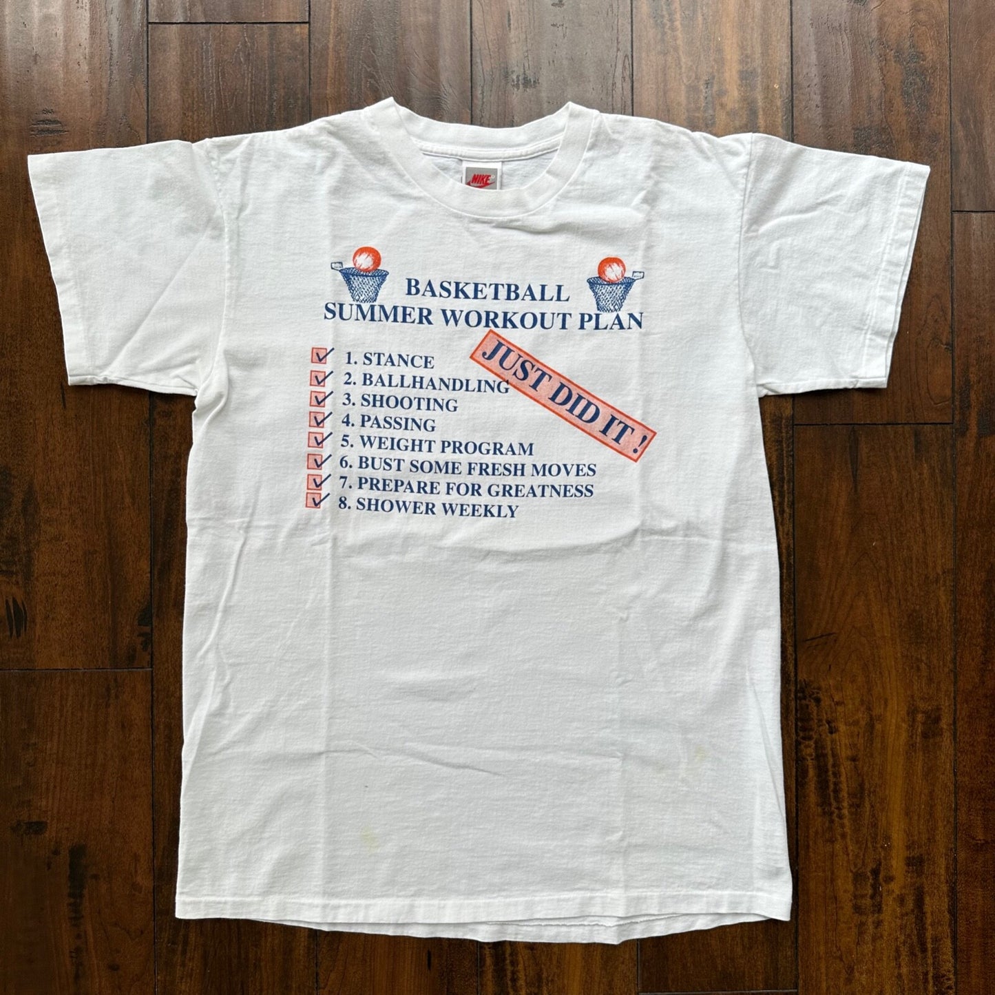 Nike Basketball Summer Vintage T Shirt Workout Plan 90s Gray Tag Rare Just Did