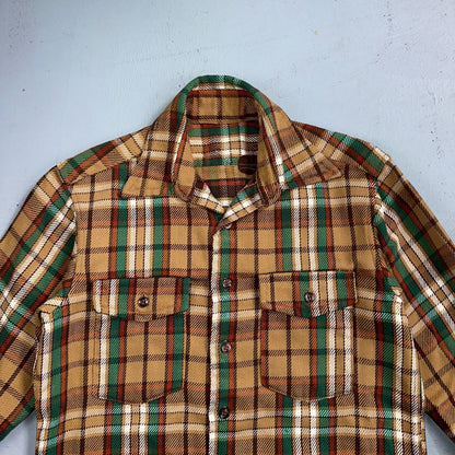 VTG Big Mac JC Penny Thick 100% Cotton Flannel Work Shirt M 70s Plaid Thrashed