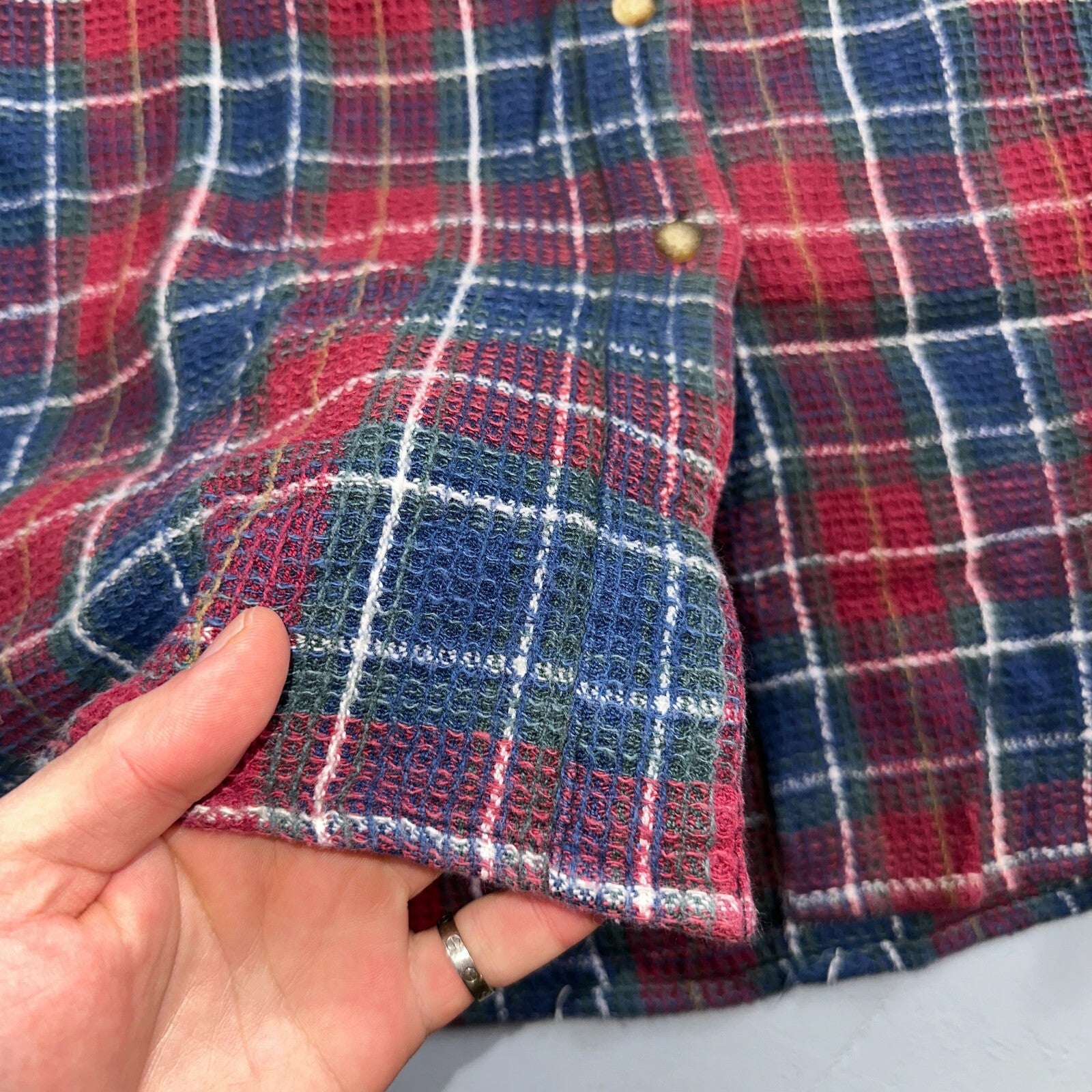 VTG 90s Faded Glory Womens Size L Plaid Long Sleeve Button Up Collar Shirt 1990s