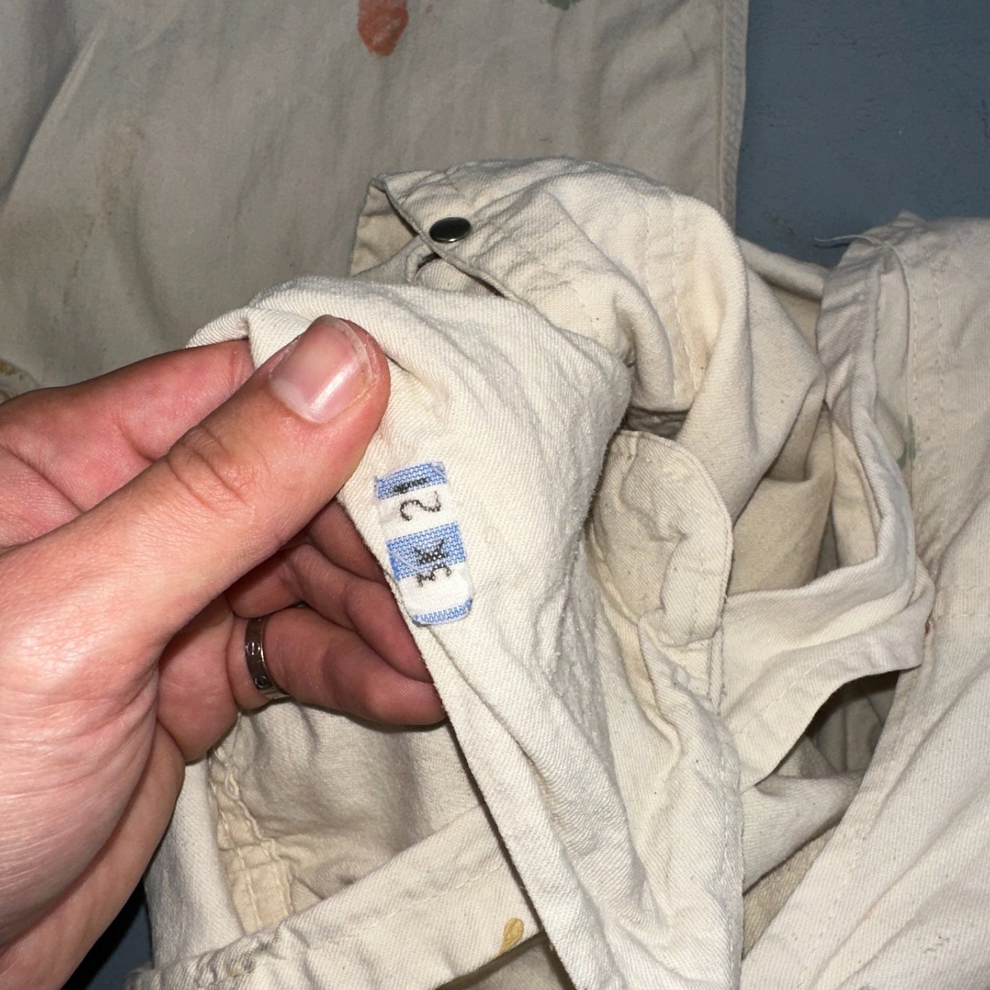 VTG Big Mac White Thrashed Overalls Carpenter Bibs Workwear Painter Paint Stain