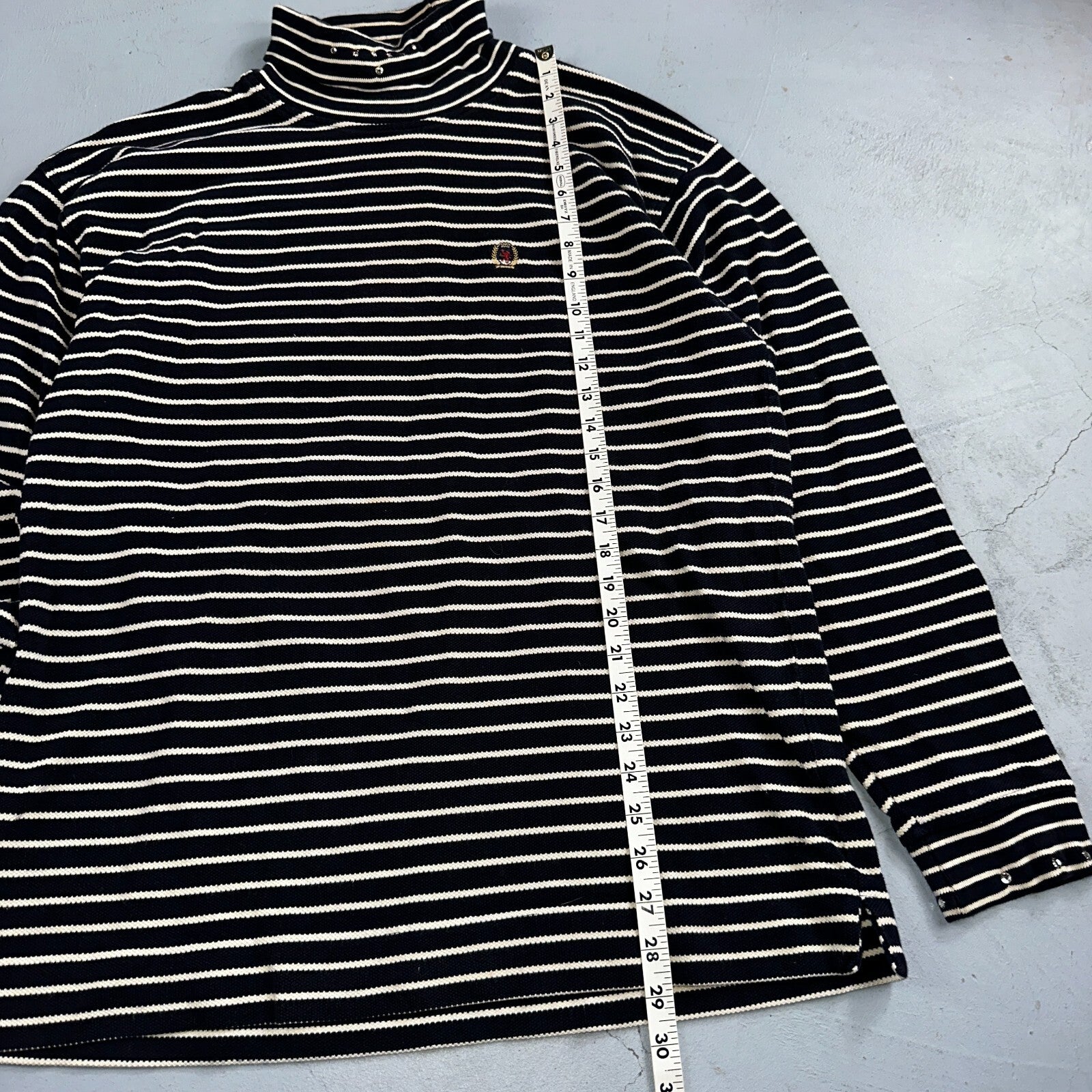 TOMMY HILFIGER Striped Turtleneck Long Sleeve XL Sparkles Added Custom VTG 90s