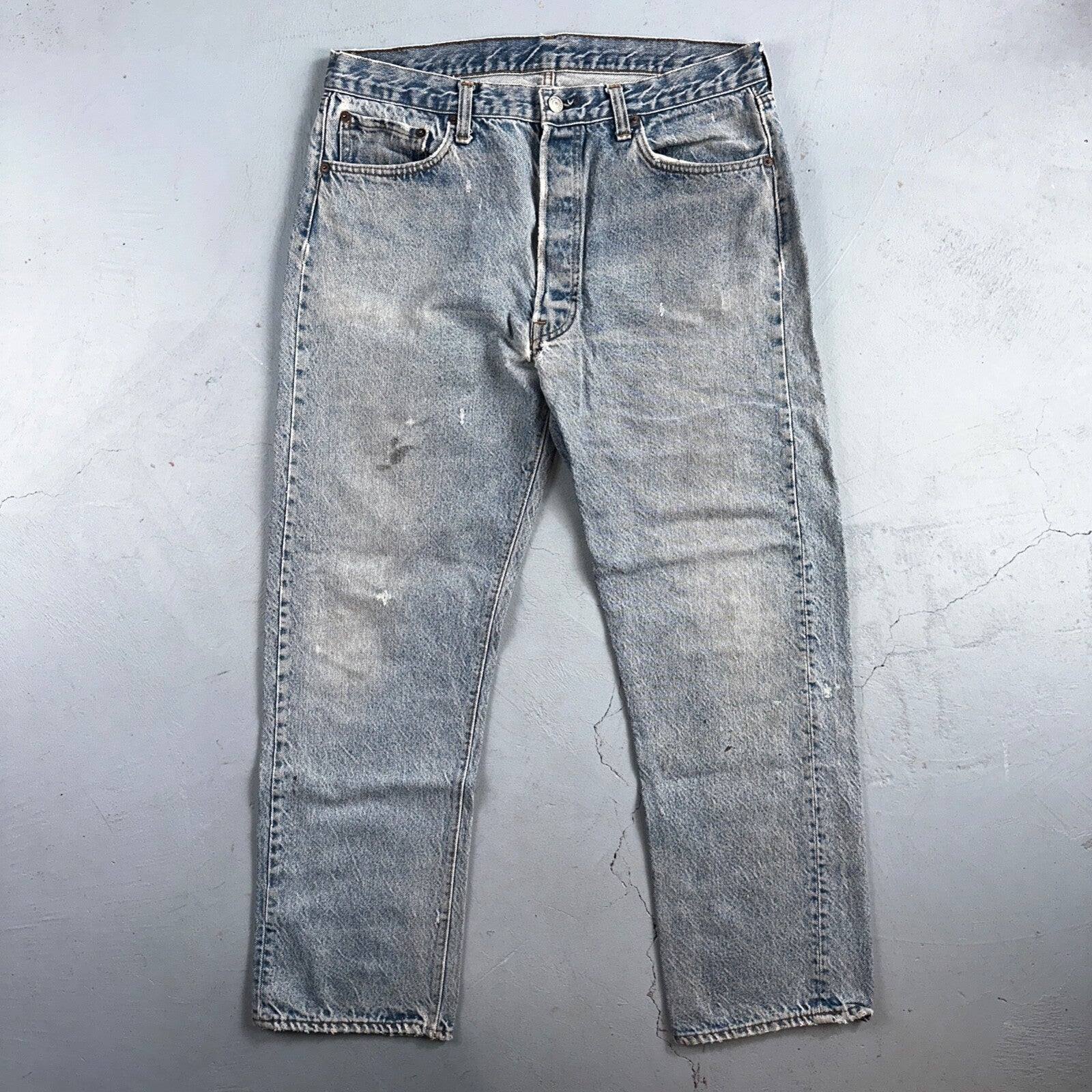 Levis 501 Vintage 80s USA XX Straight Leg Jeans Blue Light Wash 38x33 Act 34x29