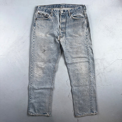 Levis 501 Vintage 80s USA XX Straight Leg Jeans Blue Light Wash 38x33 Act 34x29