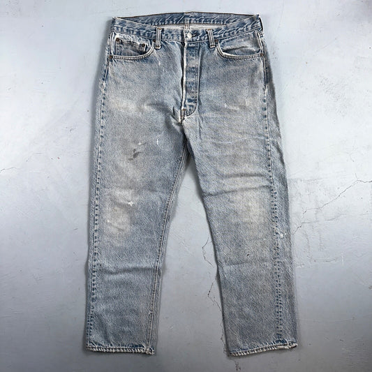 Levis 501 Vintage 80s USA XX Straight Leg Jeans Blue Light Wash 38x33 Act 34x29