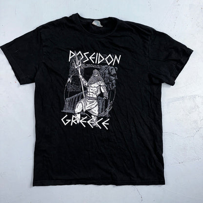 Poseidon Greece VTG T Shirt Black Greek God Fun Art Historical Figure Gym Strong