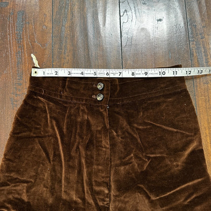 VTG Jantzen 1970s Pants 23x30 Brown Velour High Waist Flair Rockabilly 8