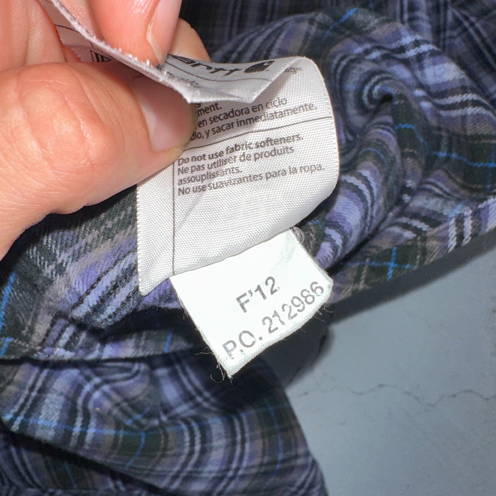 Carhartt Hubbard Plaid Flannel Button Down Work Shirt 100122 M Blue