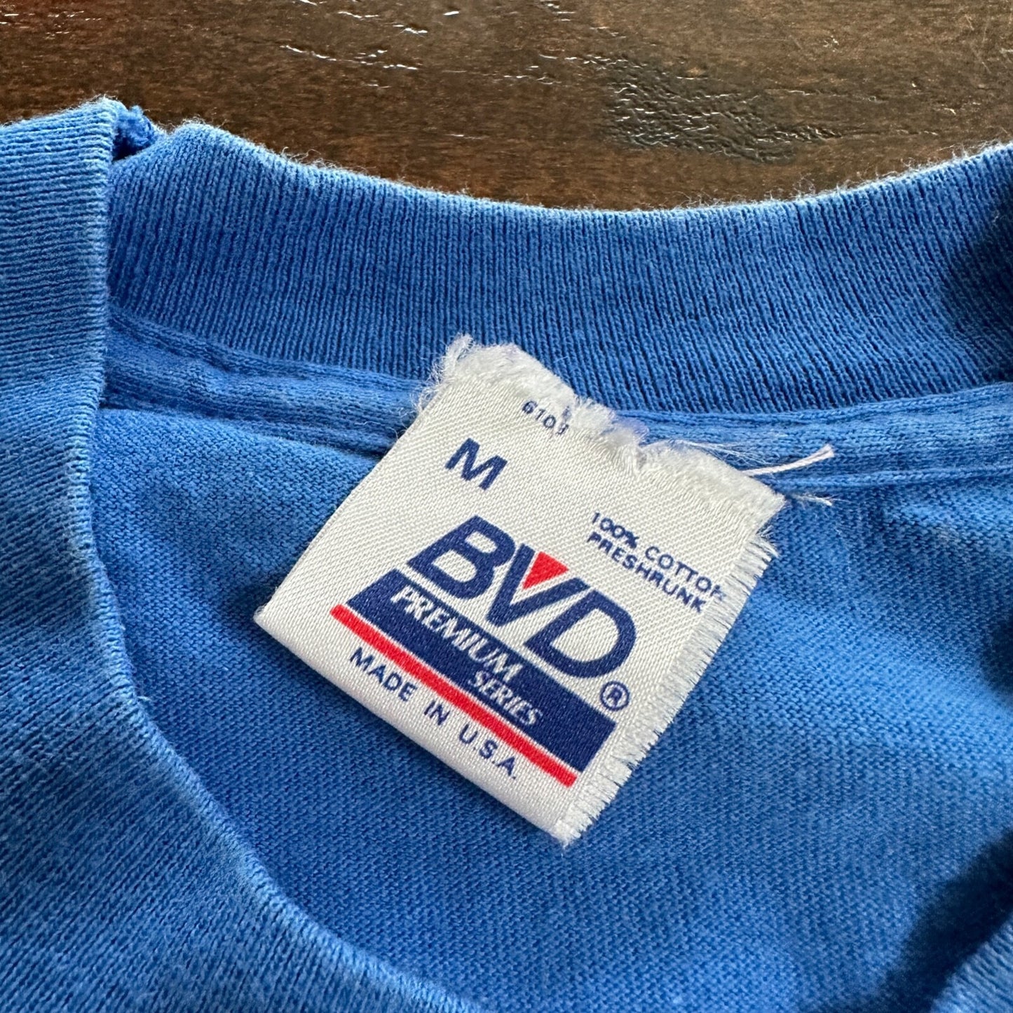 BVD Blank Blue Vintage T Shirt Salem Oregon Weeknd Sams Turtle Pocket Selvedge