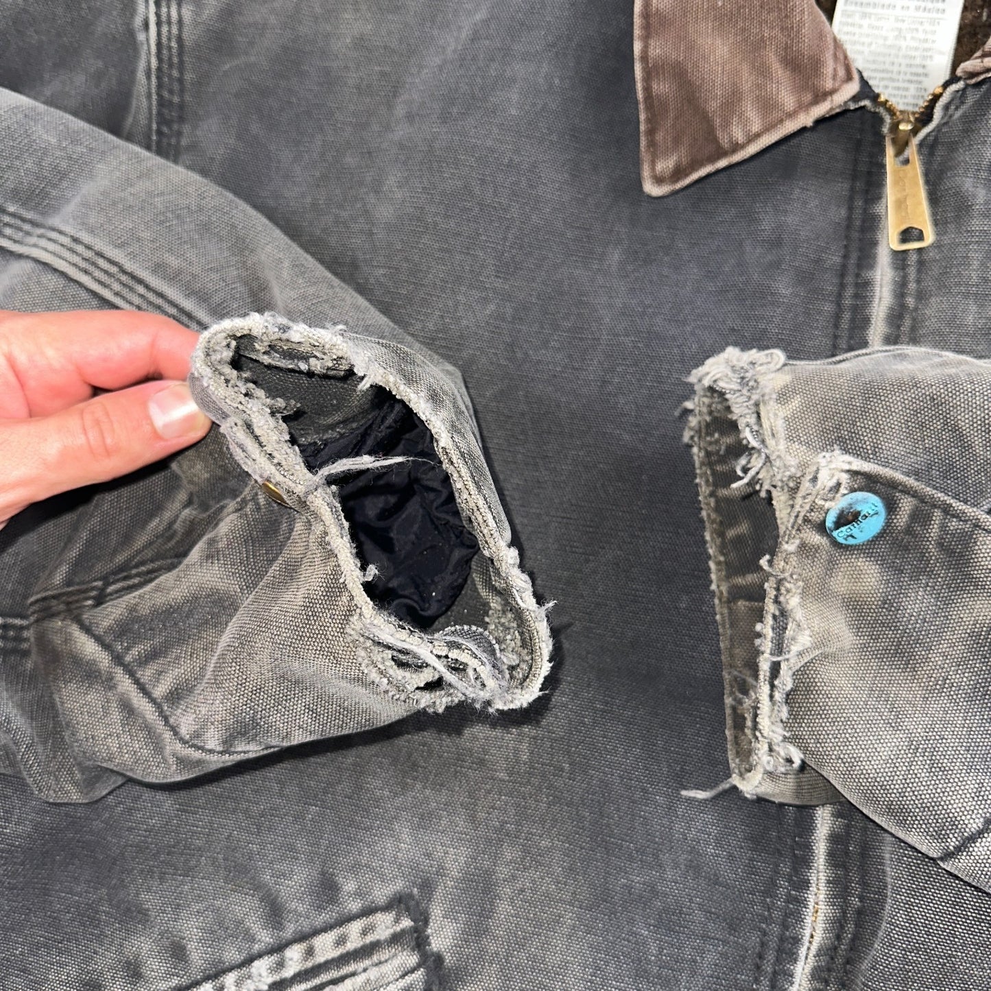 Carhartt VTG Detroit Jacket Men's 2XL Lined Blanket Workwear J97 BLK Thrashed