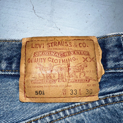Levis 501 Vintage Y2K 90s XX Straight Leg Jeans Blue Light Wash 33x30 Act 32x29